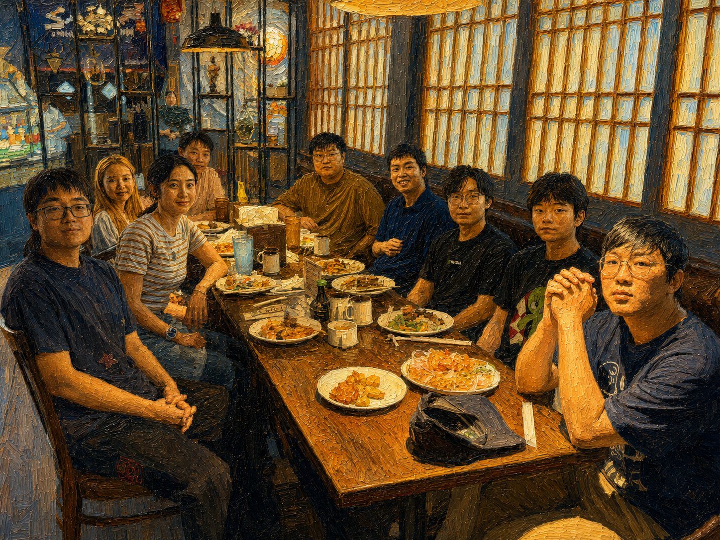 Trustworthy and Reliable AI Lab (TRAIL Lab) members at a group dinner